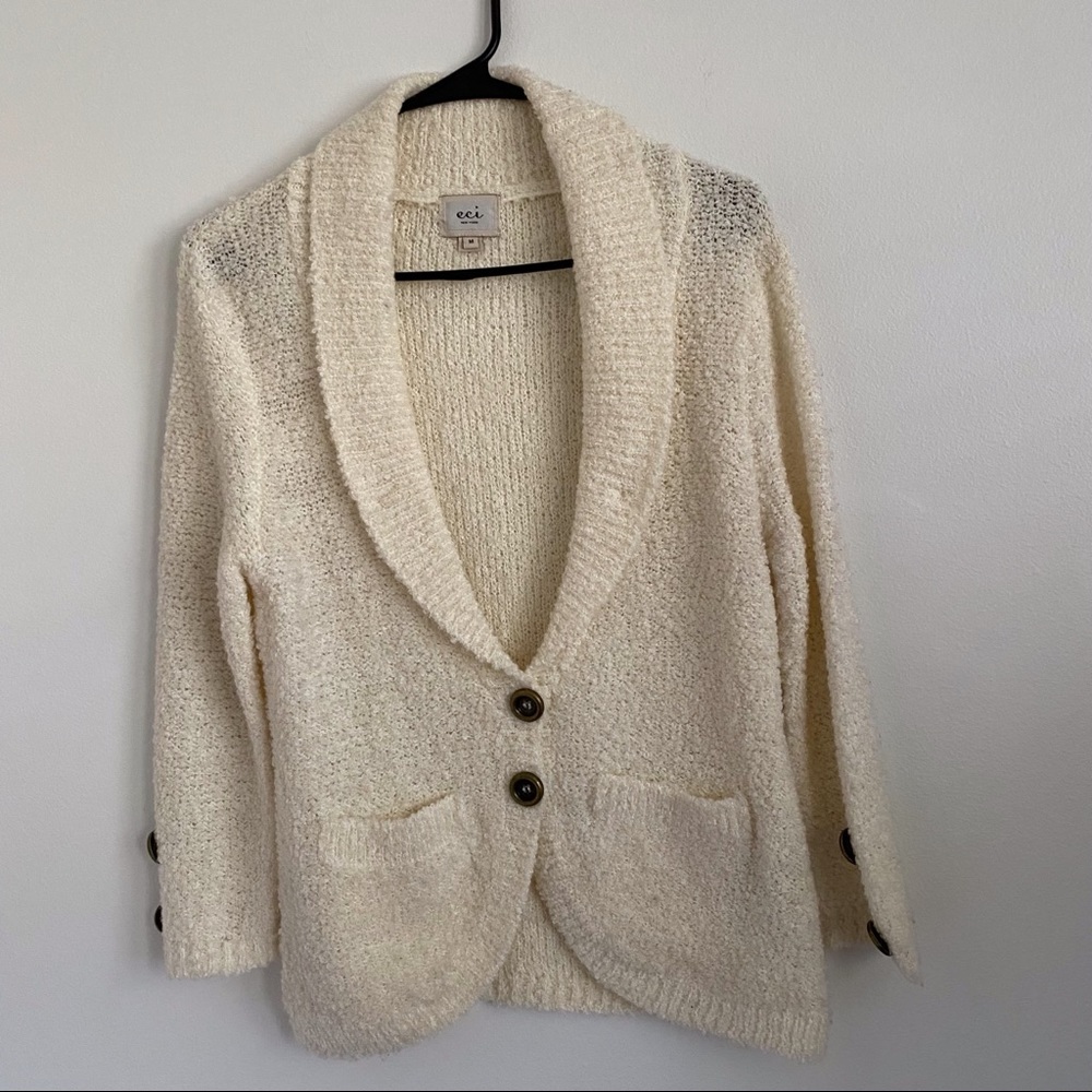 eci Teddy Cardigan Blazer Sweater SZ M (fits like a small)